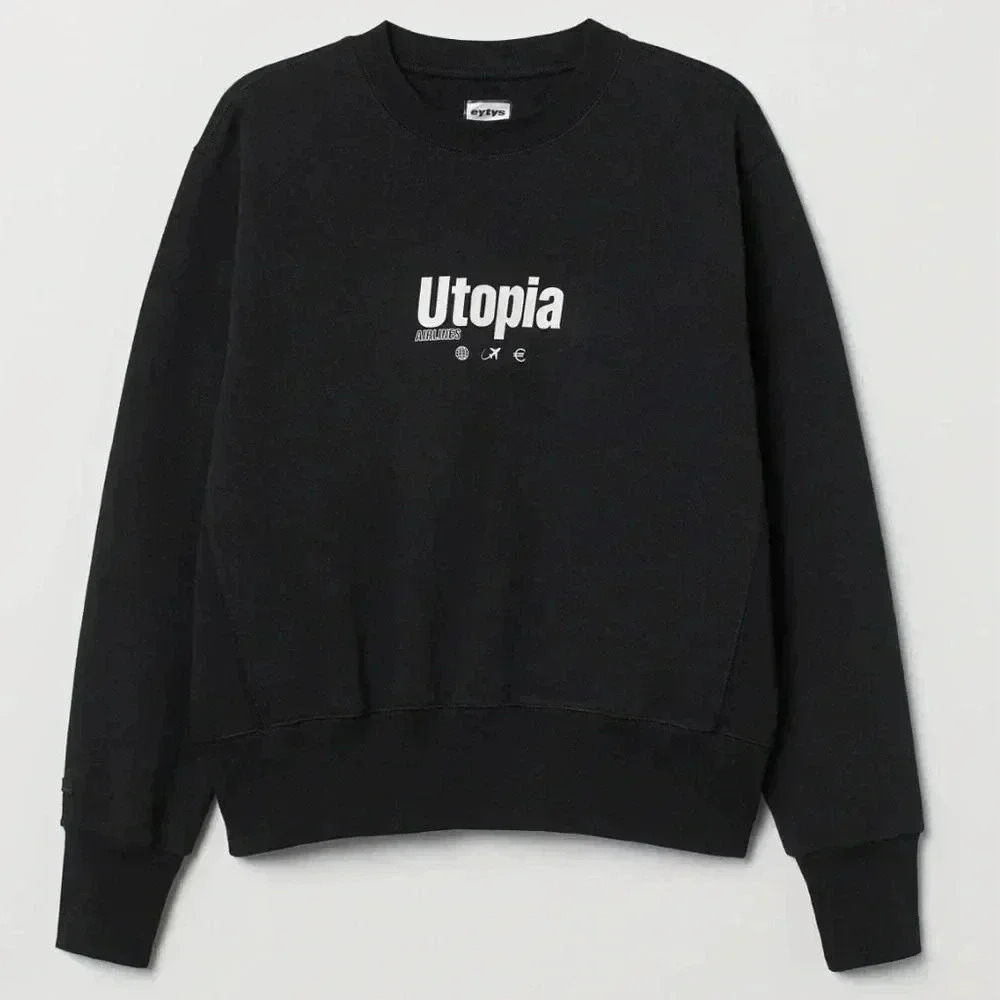 EXYTS x HM black crew neck casual relaxed fit cotton long  sleeve sweatshirt S